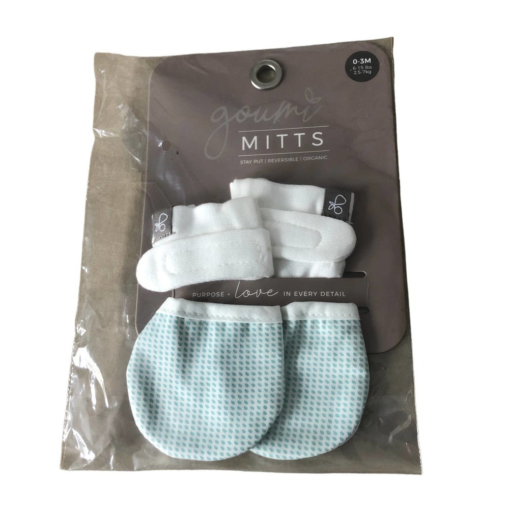 Goumi Mitts Reversible Organic No Scratch Baby Infant Hand Mittens‎ 0-3M Dots